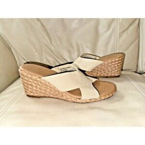 Tommy Bahama Womens 10M Sandals Espadrille Wedge Suzette Elastic Straps Beige